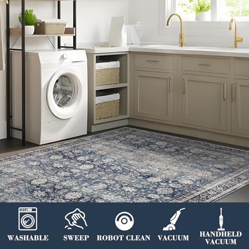 GarveeHome Washable Runner Rugs 2.5x10 for Hallway Kitchen Non-Slip Soft Ultra-Thin - color: Denim / Multi, size: 2'6" x 10' (Rectangular)