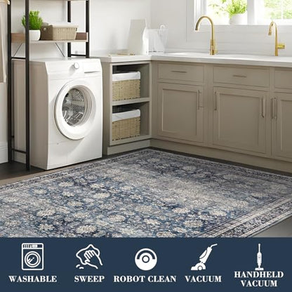 GarveeHome Washable Runner Rugs 2.5x10 for Hallway Kitchen Non-Slip Soft Ultra-Thin - color: Denim / Multi, size: 2'6" x 10' (Rectangular)