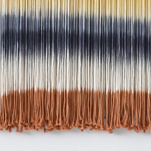 Flber Macrame Wall Hanging Extra Large Dip Dye Boho Wall Decor 57" W*35" L - color: Yellow1