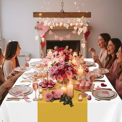 Smiry Disposable Rectangle Plastic 54 x 108 Inch Table Cloth 3 Pack - color: White and Gold