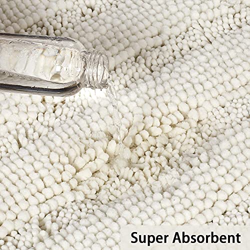 Turquoize Small Bathroom Rug 17x24, Soft Absorbent Chenille Bath Rug, Cream - color: Cream, size: 17" x 24"