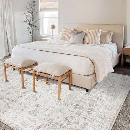 Washable 5×7 Area Rug for Living Room Beige - color: Beige, size: 5' x 7'