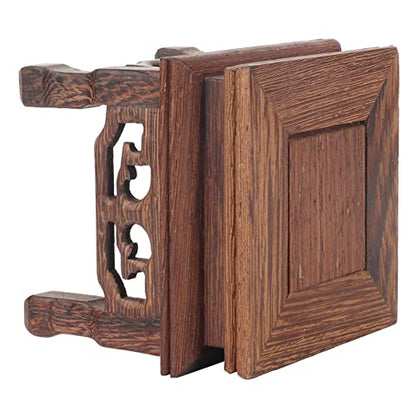 Yosoo Health Gear Wood Display Stand Base Small Tabletop Teapot Display Stand, Wood Carved Pedestal Oriental Home Decoration for Vase Flower Pots Teapot Fishbowl Table Lamp