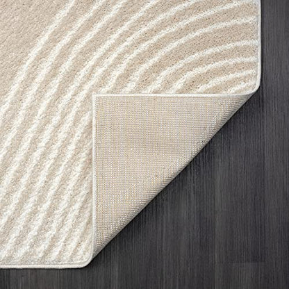 Abani Beige and White Swirl Area Rug | 7'9" x 10'2" Cream Carpet with Wave Pattern | Modern Rug for Living Room, Bedroom and Office | Nuevo Collection - color: Beige, size: 7'9" x 10'2" (Rectangular)