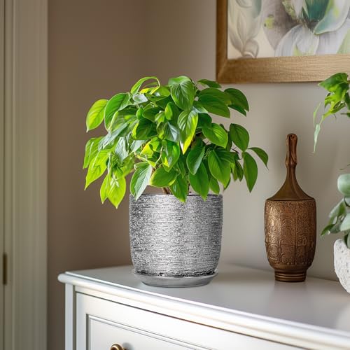 Ceramic Flower Pot, 7 Inch Ceramic Plant Pot, Silver - color: Silver, size: 7 Inch