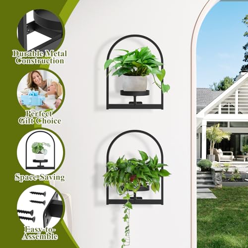 2 Pack Wall Plant Holders, Metal Window Planters Shelves, Black - color: Black 2 Pack