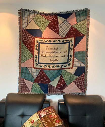 Patchwork Friendship Woven Tapestry Throw Blanket 50"x60" - color: Patchwork