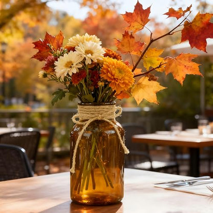 12 Pack Mason Jar Vases for Centerpieces, Amber Glass Flower Vase - color: Amber