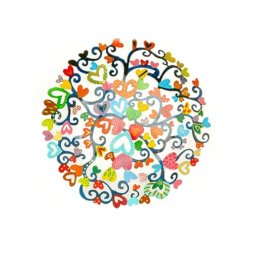 EMANUEL Yair Decorative Metal Fruit Bowl | Vibrant Hand Painted Bowl | Hangable Centerpiece Bowl for Home Decor and Gifting | Judaica Art (14 inch, Hearts) - color: Hearts, size: 14 inch