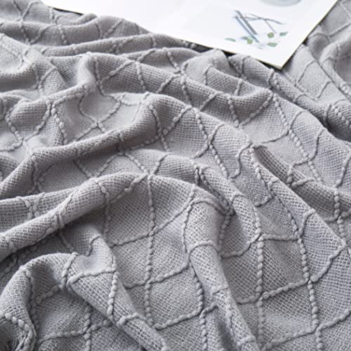 Acrylic Knitted Throw Blanket, Grey, 50 x 60 Inches - color: Grey