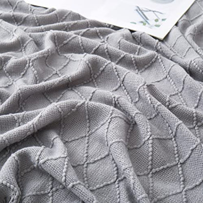 Acrylic Knitted Throw Blanket, Grey, 50 x 60 Inches - color: Grey