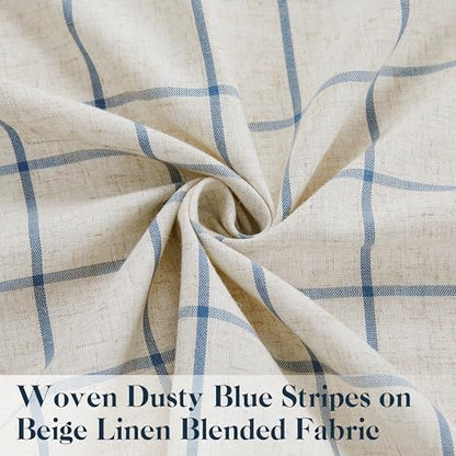 Buffalo Plaid Semi Sheer Window Curtain Panels 84 Inches Long - color: Plaid Beige/Dusty Blue, size: 40"W x 84"L (Pack of 2)