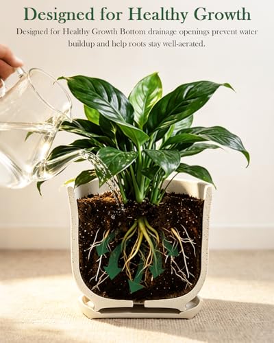 Ceramic Plant Pots, Set of 3, 4.3/5.6/6.9 Inch with Drainage - color: White (4+5+7)