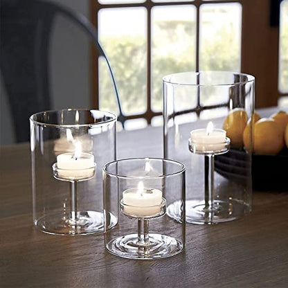 Set of 3 Cylinder Glass Decorative Hurricane Candle Holder Clear Votive Candle Holders Table Centerpieces for Dining Room Wedding Parties Home Decorations - size: Size.01