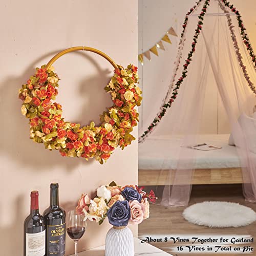 8Pcs x 8.2FT Artificial Flower Garland Rose Vine, Fall Champagne Flower - color: Fall Champagne 8pcs, 1.5" Rose Flowers, size: 8.2FT Vines