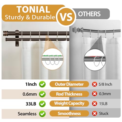 TONIAL 1 Inch Double Curtain Rods for Windows 66 to 120 Inch, Bronze - color: Bronze, size: 66-120”
