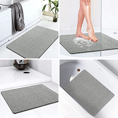 LuxStep Shower Mat Bathtub Mat,Non-Slip Bath Mat with Drain, Quick Drying - color: Stylish Grey, size: 32" x 16"