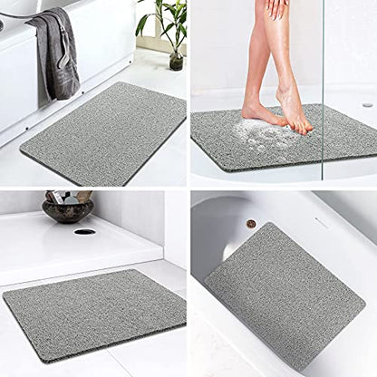 LuxStep Shower Mat Bathtub Mat,Non-Slip Bath Mat with Drain, Quick Drying - color: Stylish Grey, size: 40" x 16"