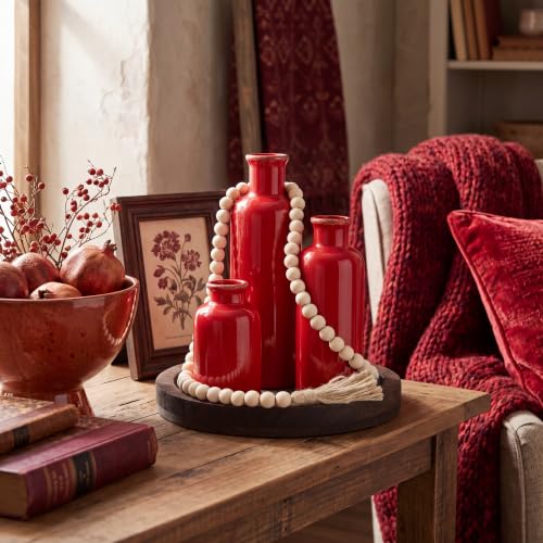 5 Pcs Coffee Table Decor Set, Red - color: Red