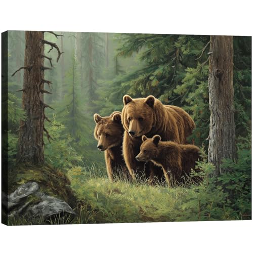 Halioyo Brown Bear Canvas Wall Art, Forest Wilderness Wall Decor(12x16 in) - color: Painting-16, size: 16"L x 12"W