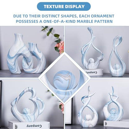 Blue Marble Ceramic Sculpture Home Decor Centerpiece - color: Blue Marble 11475 XL