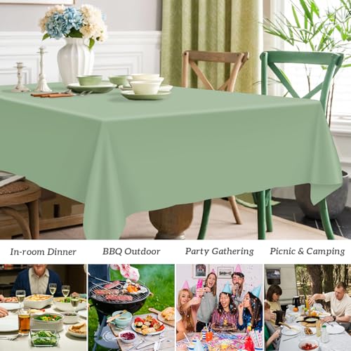 Mulbozy 2 Pcs Sage Green Plastic Tablecloth,Sage Green Table Cloth - color: Green, size: 54" X 108" Rectangle