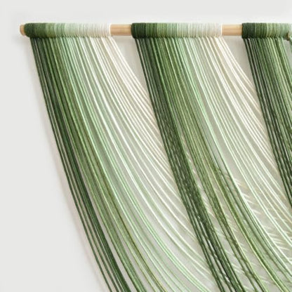 Macrame Wall Hanging Large Dip Dyed Boho Green Wall Art Decor 57"W*31"L - color: Green1