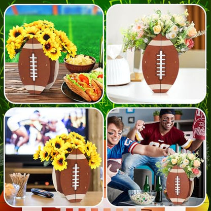 Cinnvoice 6 Pcs Football Wooden Centerpieces for Table - style: Football