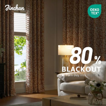 jinchan Taupe Floral Curtians 72 Inch Room Darkening Grommet 2 Panels - color: *Taupe, size: 50"W x 72"L (Pack of 2)