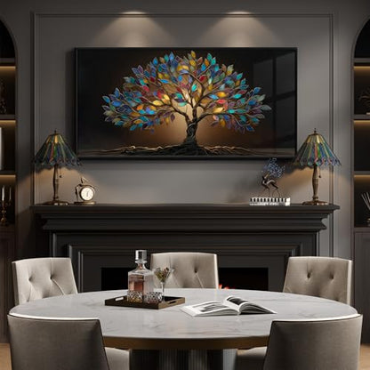 Large Framed Modern Tree of Life Wall Art for Living Room, 30x60 In - color: Jewel Tones, size: 60"L x 30"W