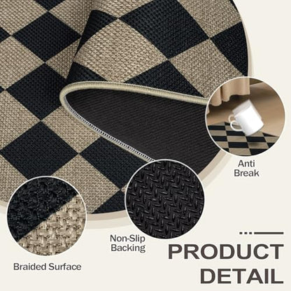 Kitchen Runner Rug Non Slip, 17.3''x47'' Washable Runner Rug - color: Checkered, size: 17.3"x47"