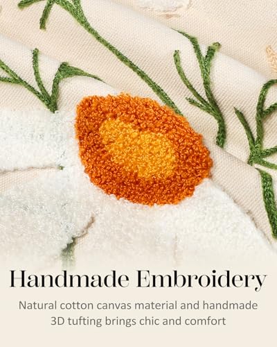 Embroidered Throw Pillow Cover, 18x18 Inch, Daisy - color: Daisy, size: 18" x 18" (Pack of 1)