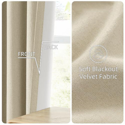 ChrisDowa Natural Blackout Curtains 54 Inches Long 2 Panels for Bedroom - color: Natural, size: 40"W x 54"L (Pack of 2)