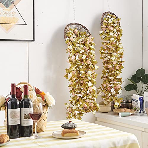 8Pcs x 8.2FT Artificial Flower Garland Rose Vine Decor, Fall Pink Flower - color: Fall Pink White 8pcs, 1.5" Rose Flowers, size: 8.2FT Vines