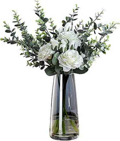 FANTESTICRYAN Modern Glass Vase, 8.7''H Decor Flower Vases, Crystal Grey - color: Crystal Grey