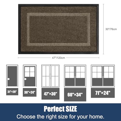 Large Front Door Mat Outside Entrance Indoor Doormat, 48" x 30" Outdoor Mats For Patio Waterproof, Outdoor Door Mats For Outside Entry, Indoor Rugs for Entryway, Sturdy Natural Rubber Entry Mat, Begie - color: Begie, size: 2'6" x 4' (Rectangular)