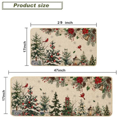 Baccessor Christmas Kitchen Rugs Set of 2, 17x29 and 17x47 Inch - color: Xmas Trees