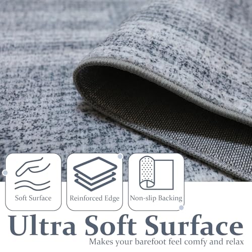 Washable Area Rugs 5'x7' Non-Slip Modern Abstract Soft for Living Room Entryway Bedroom Nursery, Print Pattern, Ash Tonal Gray - color: Flat Printed Ash Tonal Gray Rug, size: 5' x 7' (Rectangular)