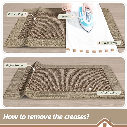 BEQHAUSE Kitchen Runner Rug 24"x60", Non Slip Kitchen Mat Washable, Taupe - color: Taupe, size: 24" X 60" (Rectangular)