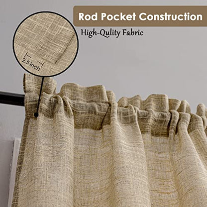 Beda Home Tassel Linen Textured Swag Curtain Valance, Taupe, 36 x 45 in - color: Taupe, size: 36"W x 45"L (Pack of 2)