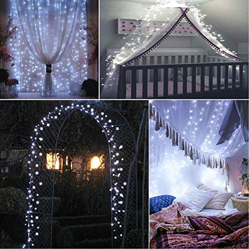 RUICHEN Fairy Lights Plug in 33 Ft 100 LED Silver Wire Lights, Cool White - color: Cool White