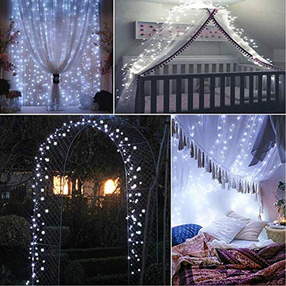 RUICHEN Fairy Lights Plug in 33 Ft 100 LED Silver Wire Lights, Cool White - color: Cool White