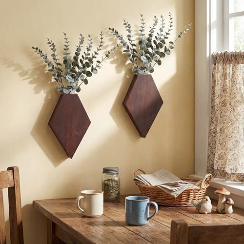 Chunful 2 Pcs Wooden Wall Planter Decor,Brown,9.8 x 6.6 x 1.2 Inches - color: Brown, size: 9.8 x 6.6 x 1.2 inches