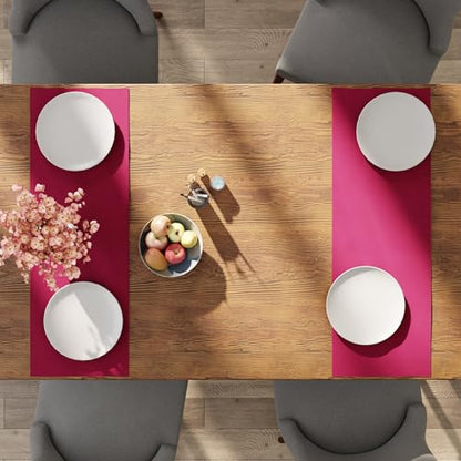 Encasa XO Table Runner, Cotton Canvas Dining Runner 13"x36" - color: Hot Pink, size: 13x36 in