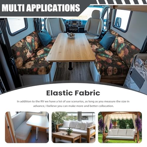 Butterfly Peony Print 2 Pcs RV Dinette Cushion Covers Non-Slip Sofa Furniture Protector Comfortable 2 Seat Sofa Chair Cover Slipover for Travel Trailer Couch - color: Butterfly Peony