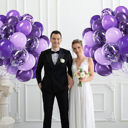 60pcs Purple Balloons 12inch with Metallic Pastel Dark Purple Balloons - color: Dark Purple