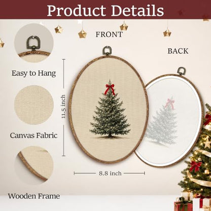 Yorhifa Red Bow Christmas Tree Framed Wall Art 8.5x11.5in - color: red bow