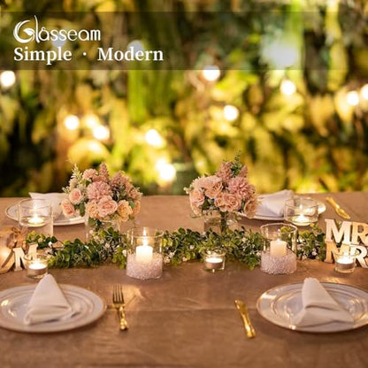 Glasseam Glass Cylinder Vase for Centerpiece, 12Pcs Small Clear Flower Vase - size: 4In