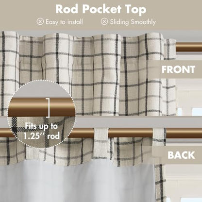 Madison Park Plaid Window Curtain Thermal Insulated, 1 Panel, 50x84 Black - color: Rod Pocket & Back Tab, Black, size: 50"W x 84"L (Pack of 1)