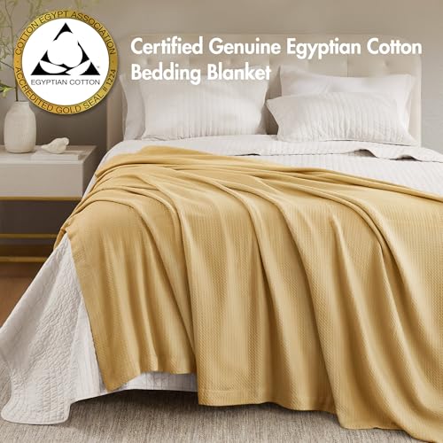 Madison Park 100% Egyptian Cotton Twin Size Bed Blanket for Summer Mustard - color: Mustard, size: Twin
